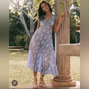 Floral Blue Pleated Abercrombie & Fitch Giselle Dress